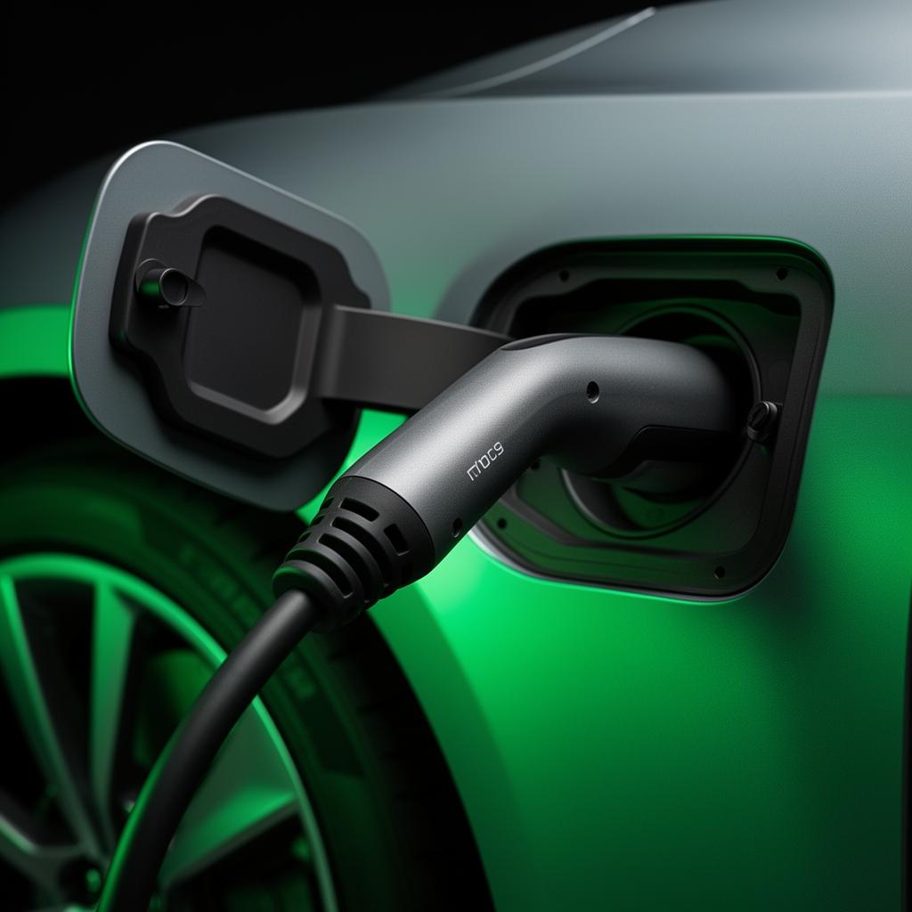 EV charging cable connecting to vehicle